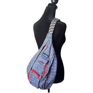 Kavu Bag Rope Sling Crossbody Fox‎ Print Hiking Outdoor Limited Edition Blue